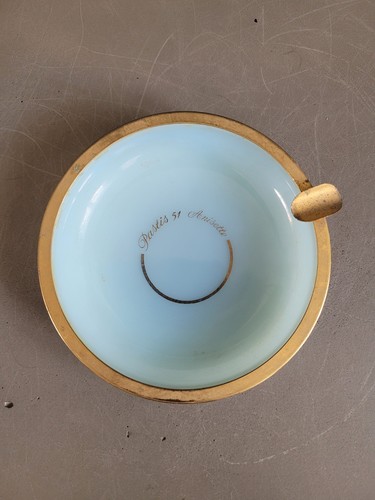 Cendrier verre opaline bleu - cendrier,