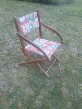 Chaise pliante, bois et toile