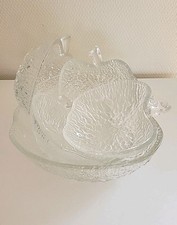 SERVICE  À SALADE DE FRUITS EN VERRE  FORME DE POMME VINTAGE 