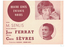 JEAN FERRAT - CHRISTINE SEVRES - 400 CENTS ENFANTS NOIRS (1963) PAROLES MUSIQUE