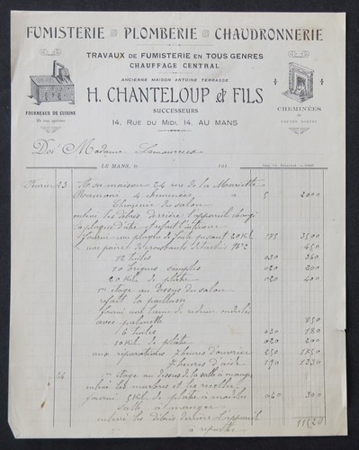 Billhead facture mans 1911 - le,