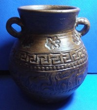 Petit vase ancien en terre cuite art grec poinçon fait main fabriqué en Grèce