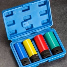 Coffret 4 douilles à chocs longues 1/2'' - roues Protection jantes 17 19mm 21 22