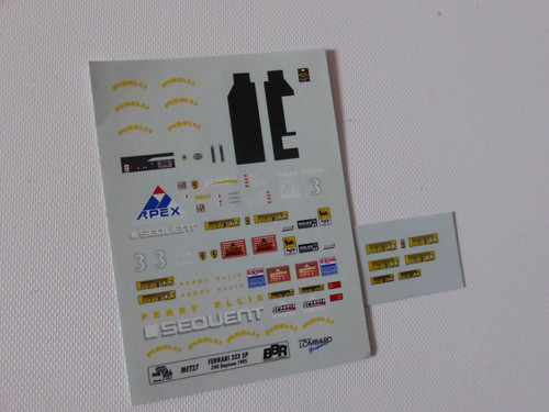 Decals ferrari 333 sp - 1:43, 24h