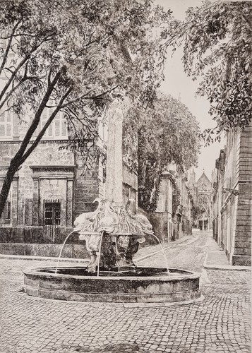 Estampe ancienne fontaine des - fontaine,
