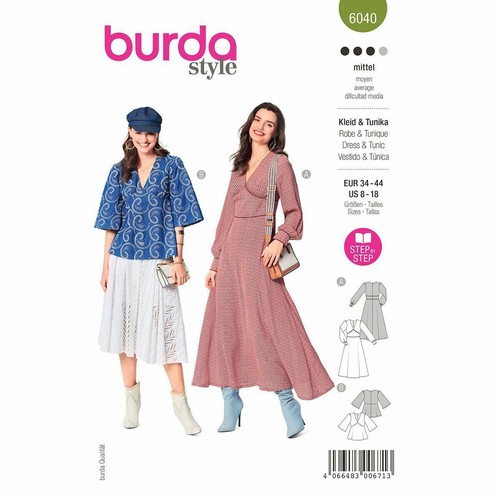 Burda 6040 robe - robe, tunique