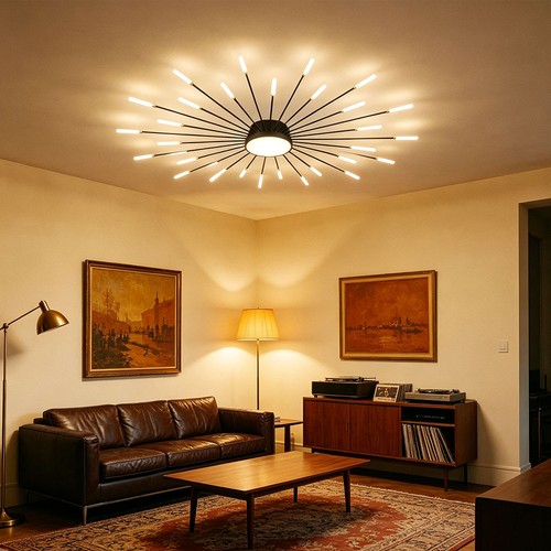 Lustre plafond rayonnant 128cm - plafond,