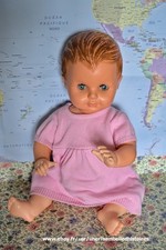 poupée baigneur PETIT COLLIN  50 cm , yeux bleus