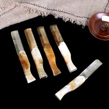 Peigne pliable en corne de yak avec clip de poche pour moustache et barbe