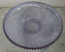 Vintage Saladier coupe à fruits en verre strié et tourné couleur lilas France