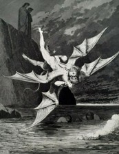 GUSTAVE DORE / DANTE ALIGHIERI PLANCHE EXTRAITE DE L'ENFER CHAP XXII 1872 TBE