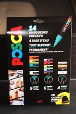 14 Feutres  marqueurs de peinture Posca divers coloris avec pochon offert