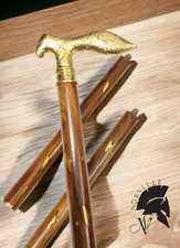 Canne bâton sculptée en bois
