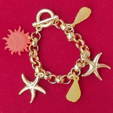 Bracelet Vintage En Métal Doré Et Charm's Etoile De Mer... Institut Guinot