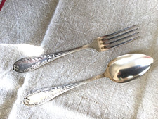Couverts anciens métal argenté poinçons 21 cms- Cuillère Fourchette