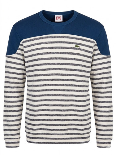 Lacoste sweat rayé - sweat, bleu
