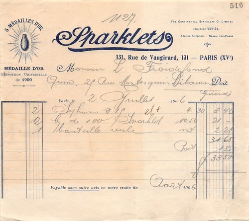 1906 sparklets paris m - ,