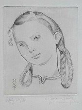 Odile EAU FORTE Gravure SUZANNE TOURTE 24/30 1944