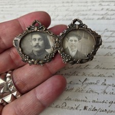 Broche Ancienne Double Porte Photo Chasseur Alpin Début XXè 