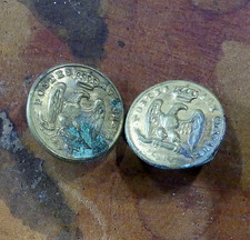 2 BOUTONS MILITAIRE de la garde impériale 1er empire   17 mm