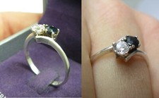 BAGUE SERTIE saphir bleu Argent MASSIF 800 / 2gr TAILLE 57 N°597 silver ring