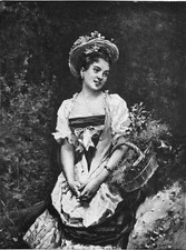 FLEUR des CHAMPS (par MADRAZO) - Gravure du 19e siècle Grand Format