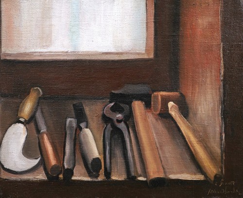 Tableau nature morte outils