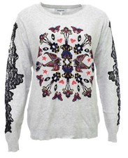 DESIGUAL pull femme gris jers Udaipur 20SWJF33 2042 gris vigore manche dentelle