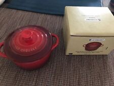 Le Creuset Cherry Red 8 oz Mini Round Cocotte Casserole Cerise Dishes ~2pcs~