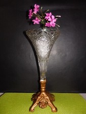 ANCIEN VASE CORNET CRISTAL MOULE BACCARAT ST LOUIS  ST LAMBERT ART NOUVEAU-DECO