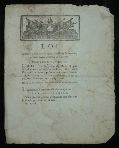 Loi 1791 louis xvi peine - loi,