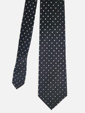 Cravate Azzaro en soie Motif petits carrés Noire et blanche