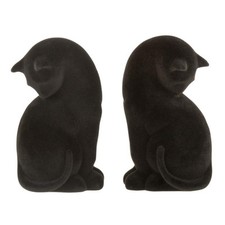 Lot de 2 Serre-Livres Velours "Chat" 18cm Noir