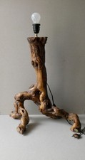 lampe en bois cep de vigne, bois massif, Art Populaire, vers 1970