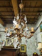 LUSTRE A PAMPILLES CRISTAL ET BRONZE N 29