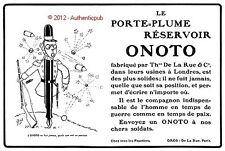PUBLICITE ONOTO PORTE PLUME RESERVOIR STYLO SOLDAT SIGNE MICH 1913 FRENCH AD PEN