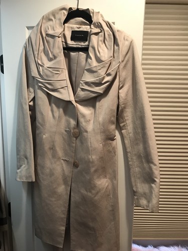 Tahari beige satin trench coat - satin,