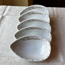 VINTAGE APILCO FRENCH PORCELAIN AVOCADO BOWLS SET OF 5 FLORAL MOTIF