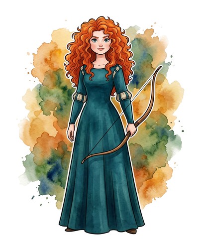 Merida brave watercolor disney - merida,