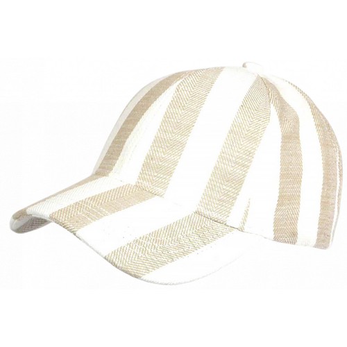 Casquette beige rayée - casquette, ecrue