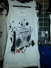 Boom Box  "I Love Hip Hop" Tank Top Small to Medium Stereo Ghettoblaster