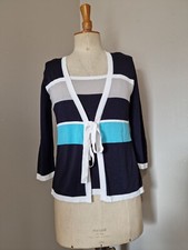 MAYERLINE BRUSSELS : SUPERBE GILET CARDIGAN  TROMPE L' OEIL TWIN SET RAYURES