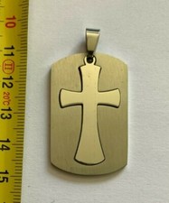1 Pendentif; Croix Jésus 2 en 1 en métal Acier Chromé 