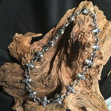 3D Crâne Collier 925 Argent Sterling Handmade Chaîne Élingue Lien Gothique Biker