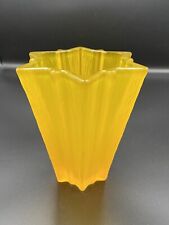 Vase verre jaune givré Walther Glas style Pierre D'Avesn Art deco étoile