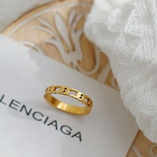 18k Plaqué Or Véritable Acier Inoxydable 3mm Chaîne Tressée Anneau Vintage