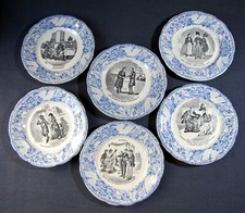 Assiettes Parlantes Le Divorce en Faïence de Creil et Montereau