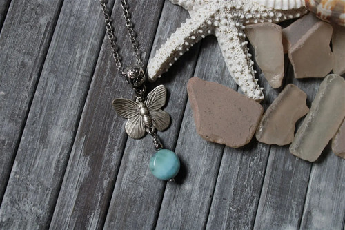 Collier avec larimar - , et