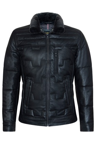Homme noir doudoune veste cuir - noir,