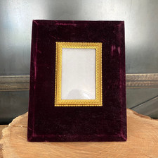 Cadre Ancien Velours Laiton & Verre Légèrement Bombé Napoléon III XIXè